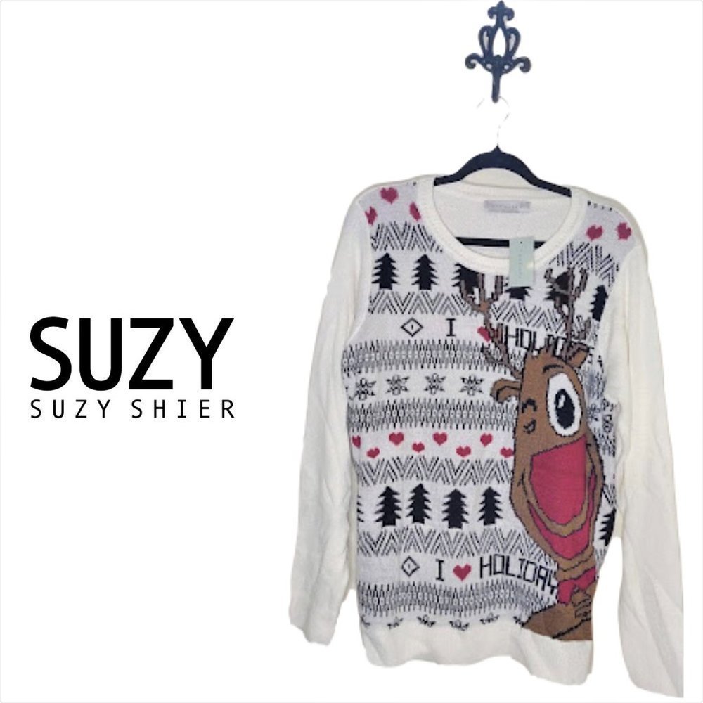 Ugly Christmas Sweater with Rudolph by Suzy Shier